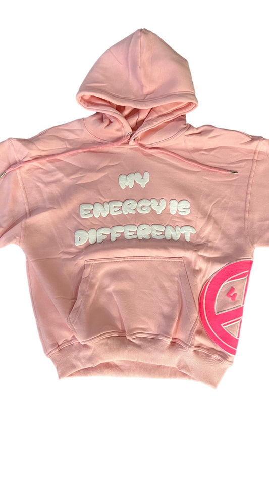 (Copy) Pink MY ENERGY IS DIFFERENT puff print *oversized*